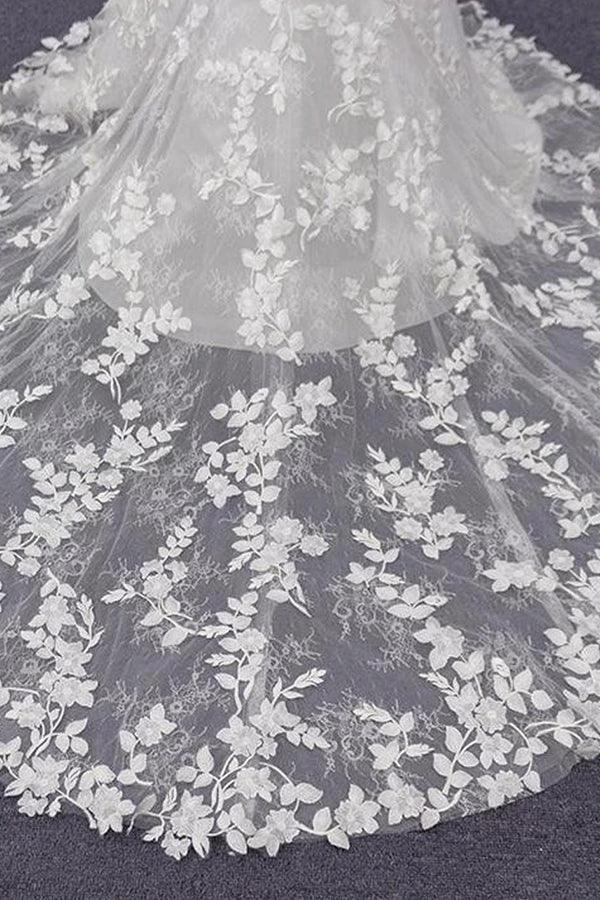 Best Spaghetti Strap Appliques Mermaid Wedding Dress (ZD13919)