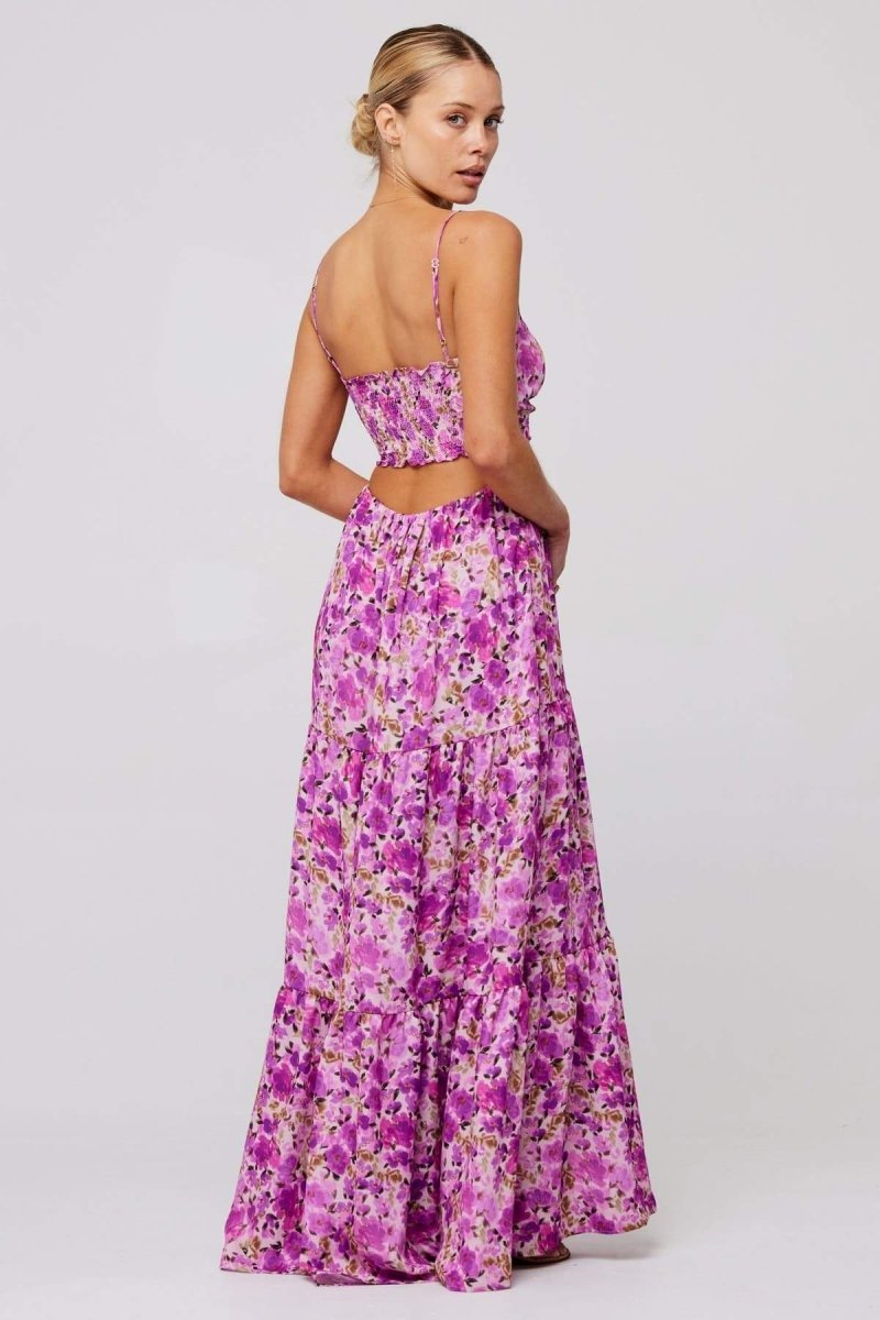 Beverly Printed Cut - out Maxi Slip Dress