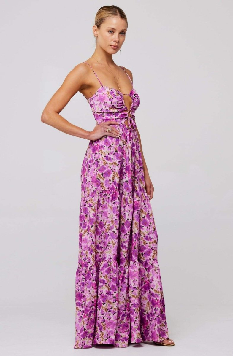 Beverly Printed Cut - out Maxi Slip Dress