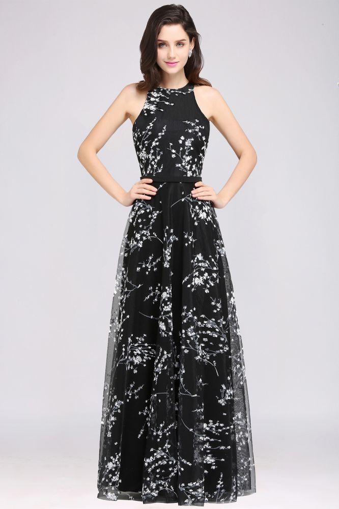 Black Long A-line sleeveless Evening Dresses - View 3 | VelvetHem