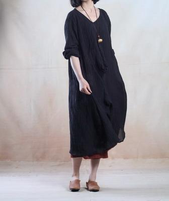 black linen caftan spring maxi dress casual gown holiday dress
