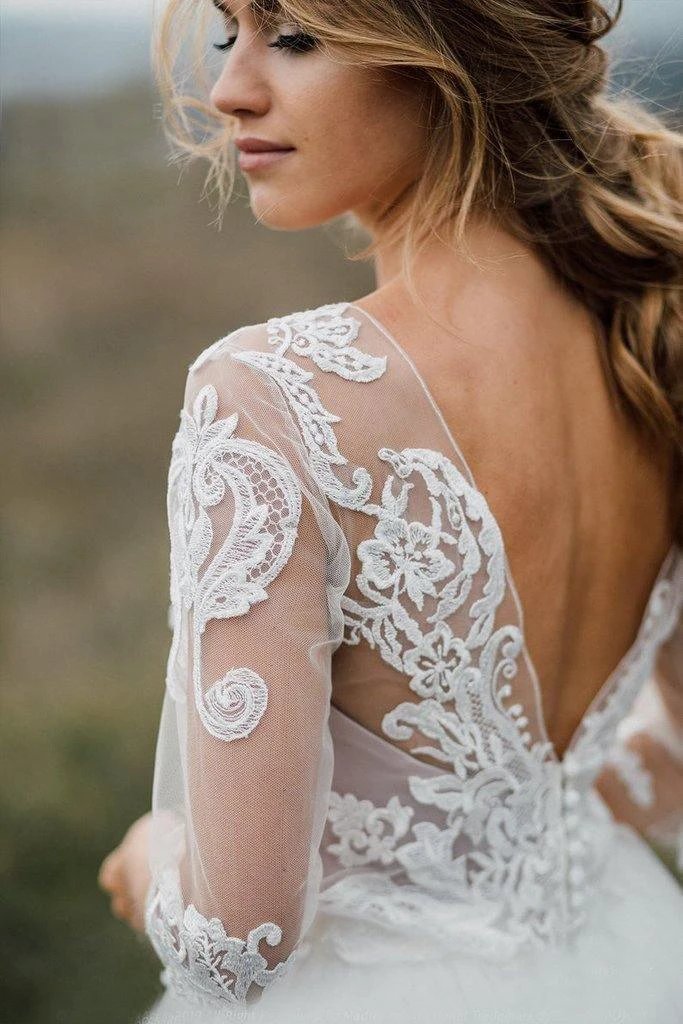 Boho Wedding Dress Low Open Back Bridal  Gown Separates Wedding Dress (ZD15285)