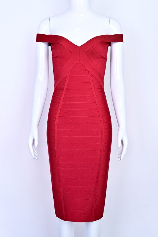 Breanna Bandage Dress - Chilli Red
