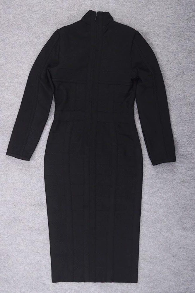 Brooke Long Sleeve Bandage Midi Dress - Classic Black