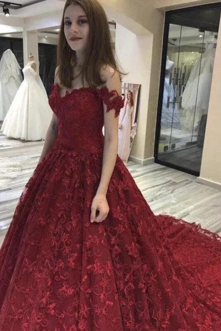 Bungudry Off-the-shoulder A-Line Wedding Dresses With Lace (ZD14606)