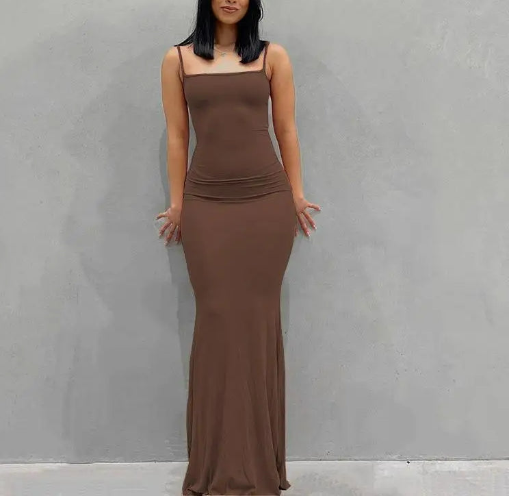 Satin Slip Backless Maxi Dress - View 3 | VelvetHem
