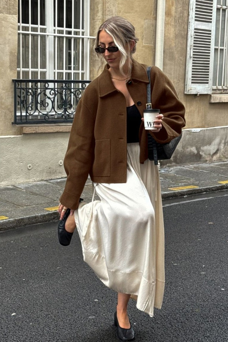 Retro Wool Blend Notch Lapel Casual Coat