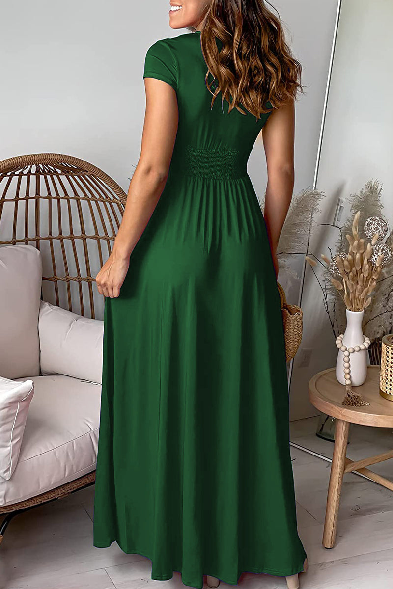 Elegant Solid Slit V Neck Evening Dress Dresses(7 Colors) - View 9 | VelvetHem