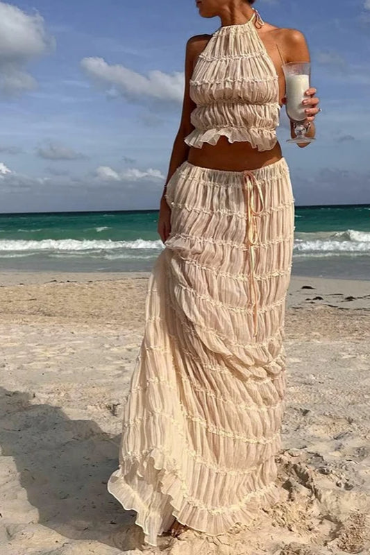 Ruched Halter Cami Dress with Minimalist Everyday Styling