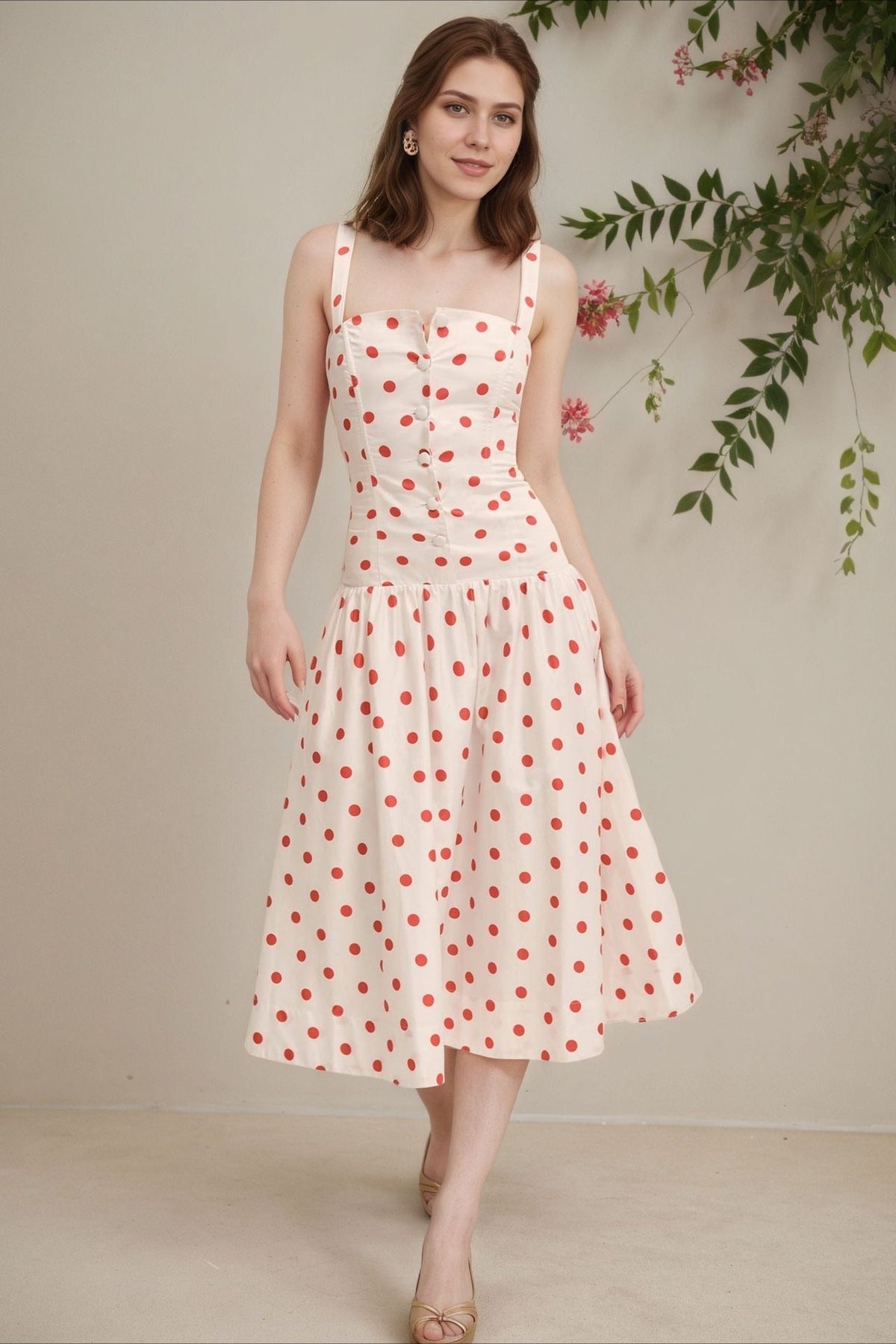 Trendy Polka Dot Cami Bodycon Maxi Dress - View 2 | VelvetHem