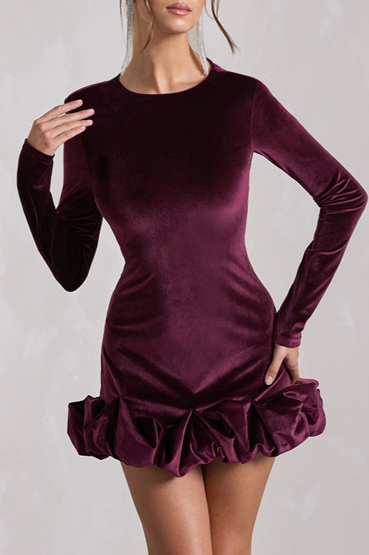 Velvet Ruffle Hem Party Dress - View 4 | VelvetHem