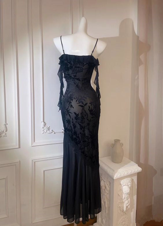 Sexy Mermaid Spaghetti Straps Long Prom Dress Evening Party Dress