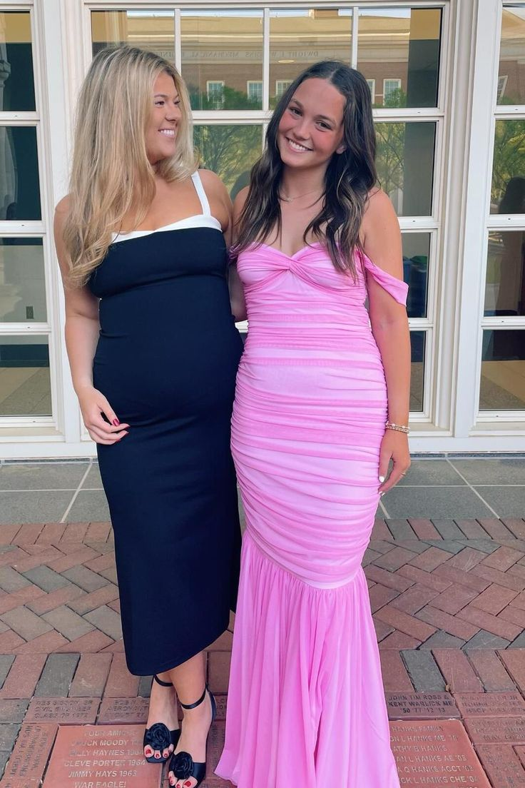 Elegant Off the Shoulder Pink Long Party Dress Mermaid Chiffon Prom Evening Dress