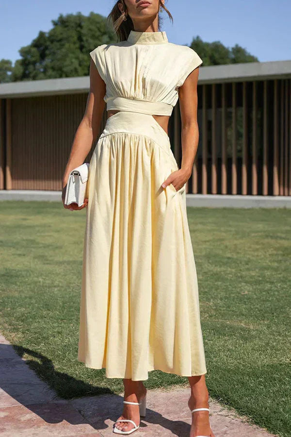 Amalia Chic Pleated Maxi Dress for Women Elevated Occasion Wear