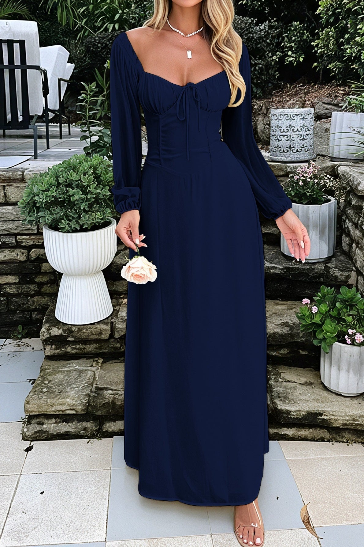 Solid Long Sleeve Dress with Modern Everyday Styling Boutique Fashion Style