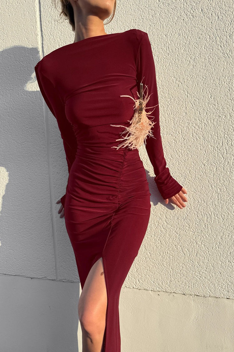 Defined Waist Long Work Dress - View 4 | VelvetHem
