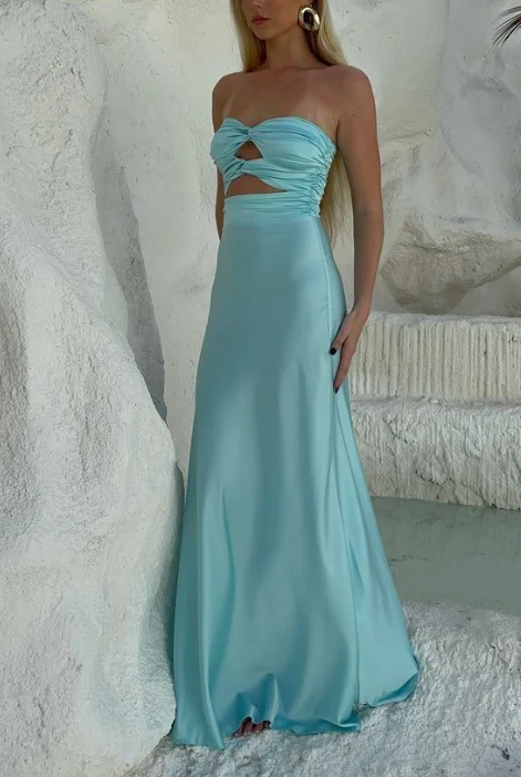 Sexy Strapless A Line Prom Dress Long Party Evening Dress Y7494 - VelvetHem