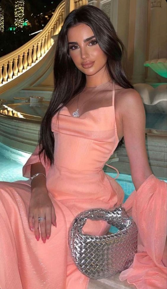 Sexy Halter Sleeveless Pink Long Prom Dress Party Evening Dress Y7523 - View 3 | VelvetHem