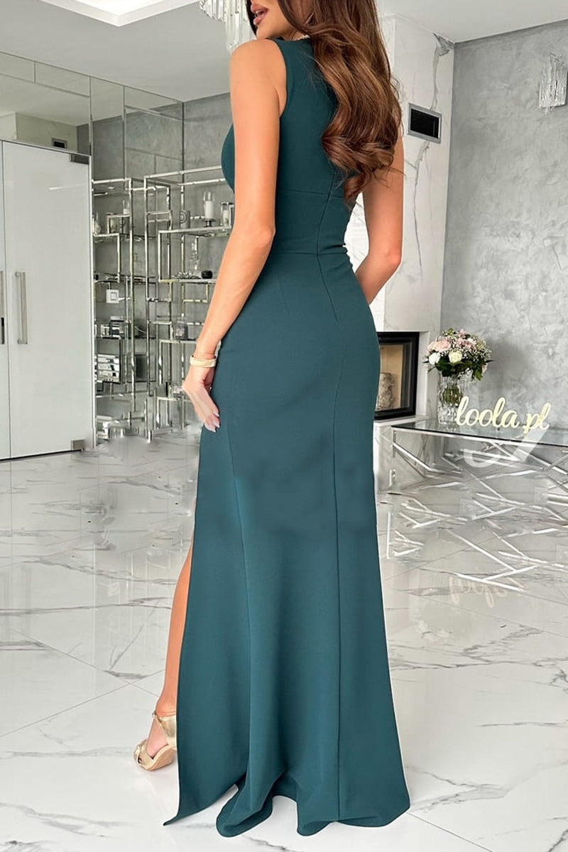 Celebrities Elegant Solid Slit Fold V Neck Evening Dress Dresses(4 Colors) - View 9 | VelvetHem
