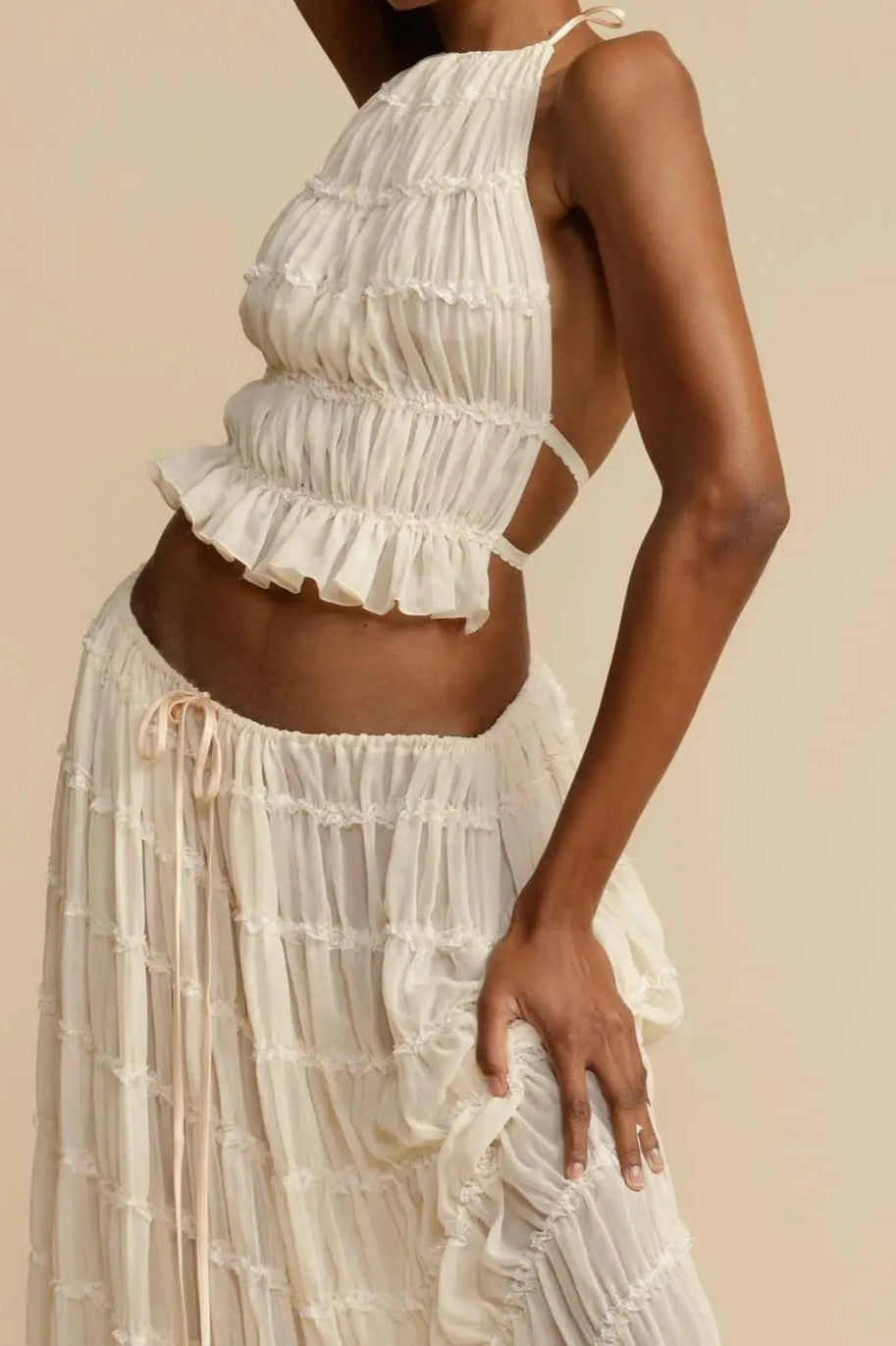 Ruched Halter Cami Dress with Minimalist Everyday Styling