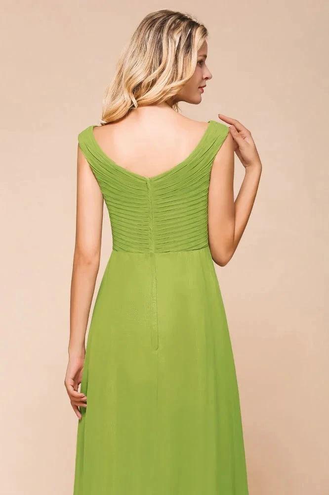 Cap Sleeve Aline Bridesmaid Dress Green Long  Simple Maid of Honor Dress (ZD12984)