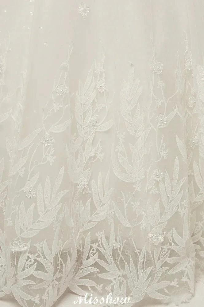 Cap Sleeves A-line Scoop Floor Length Lace Appliques Wedding Dresses (ZD13956)