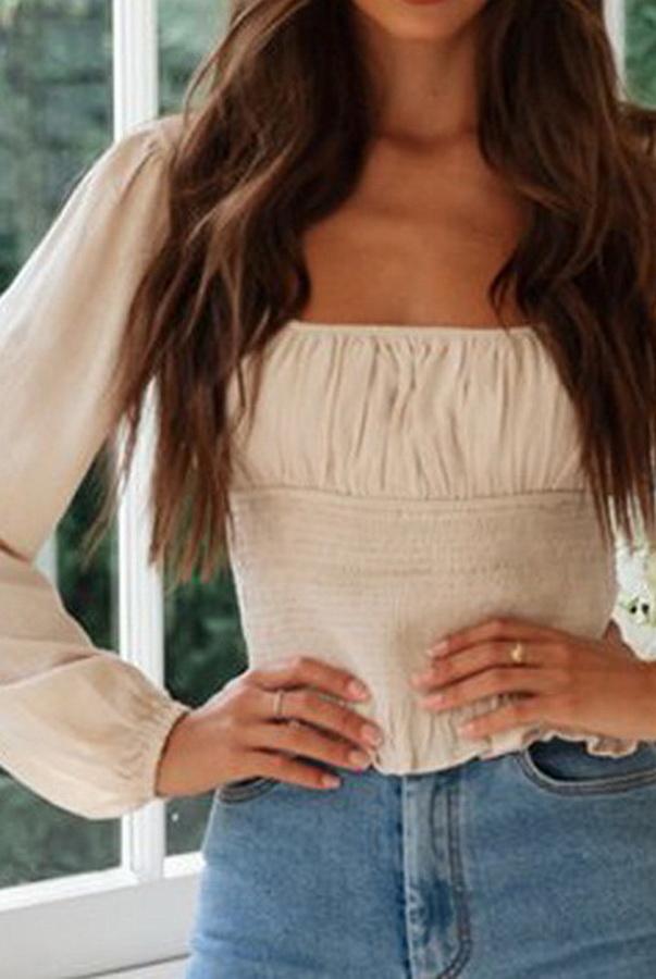 Casual Ruffled Collarless Shirt Top