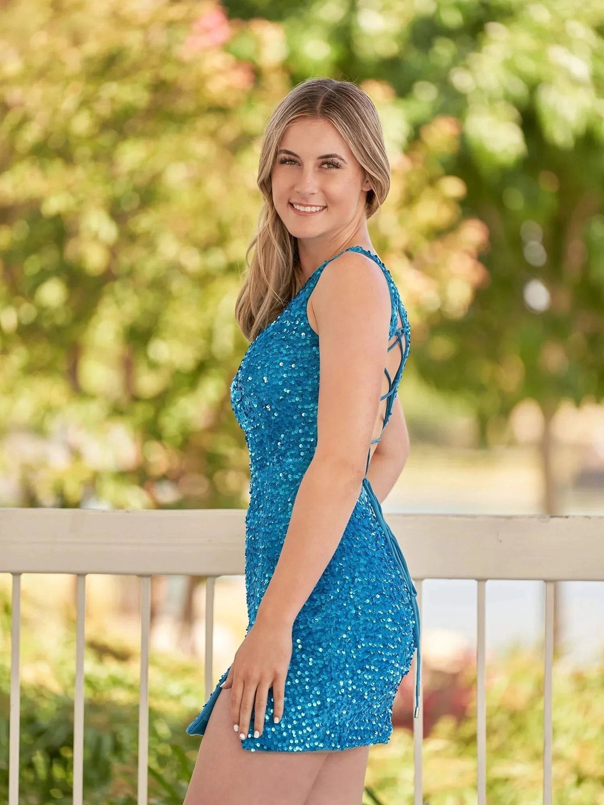 Sheath One Shoulder Blue Sequin Homecoming Dress With Slit (ZD11536)