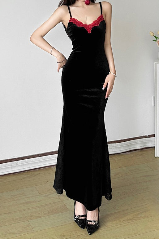 Lace Trim Cami Maxi Lace Dress - VelvetHem