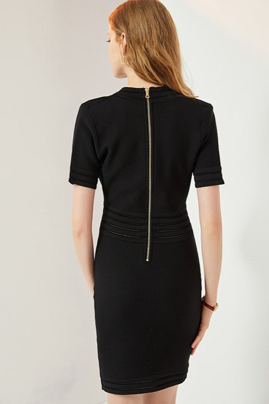 Sleeve V-Neck Bodycon Knit Sweater Dress - View 6 | VelvetHem