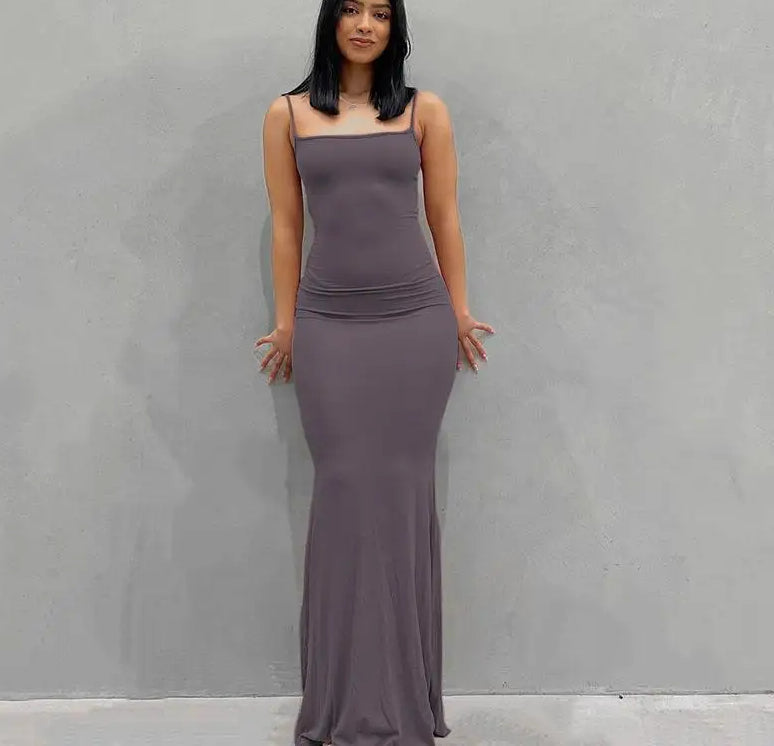 Satin Slip Backless Maxi Dress - View 5 | VelvetHem