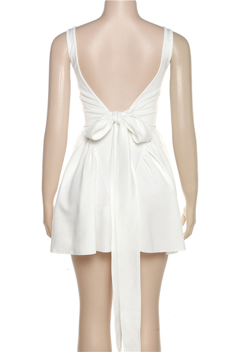 Sweet Simplicity Solid Backless With Bow Square Collar Evening Dresses - View 14 | VelvetHem