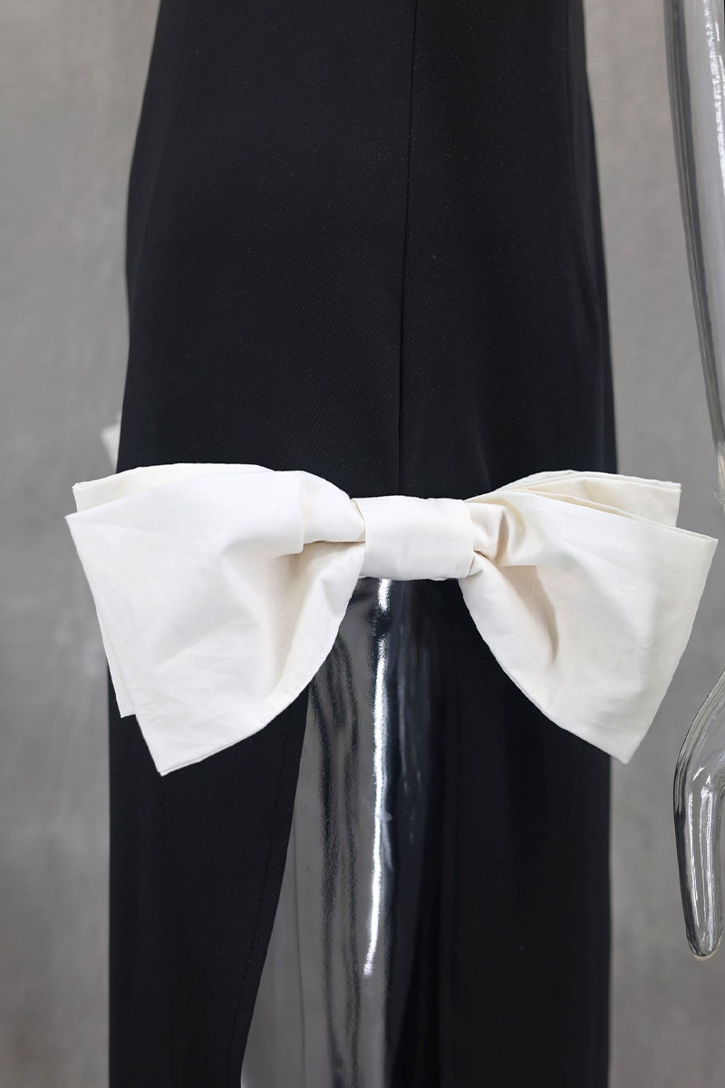 Sexy Solid Color Slit Bow Decor O Neck Evening Dresses - View 11 | VelvetHem