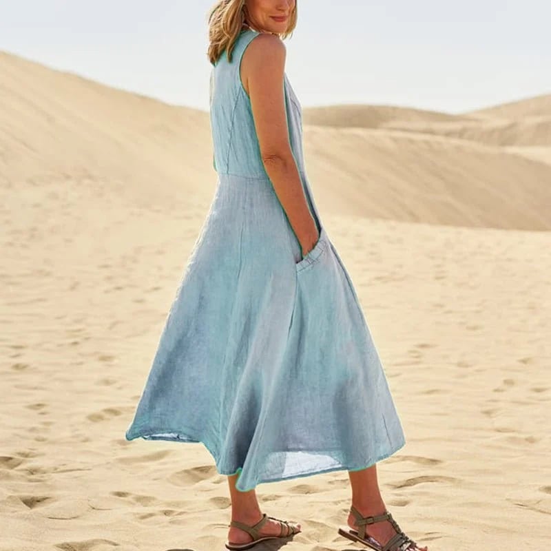 Teresa Aesthetic Sleeveless Dress with Pockets Made of Cotton and for Women Elevated Occasion Wear