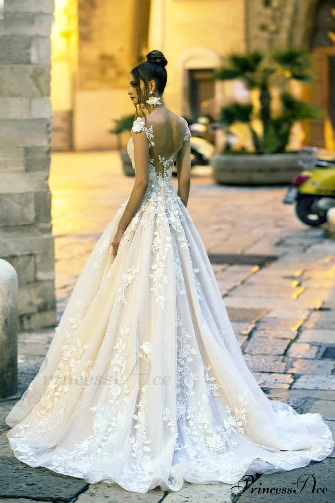 Cecilia Lace Graceful A-Line Wedding Dress - Fashionpara