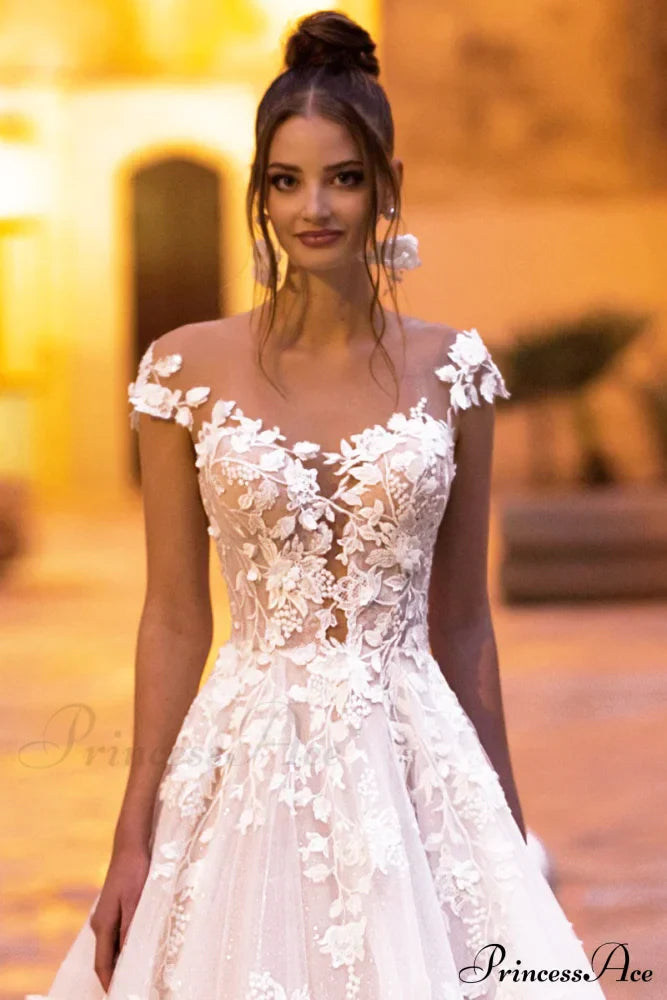 Cecilia Lace Graceful A-Line Wedding Dress - Fashionpara