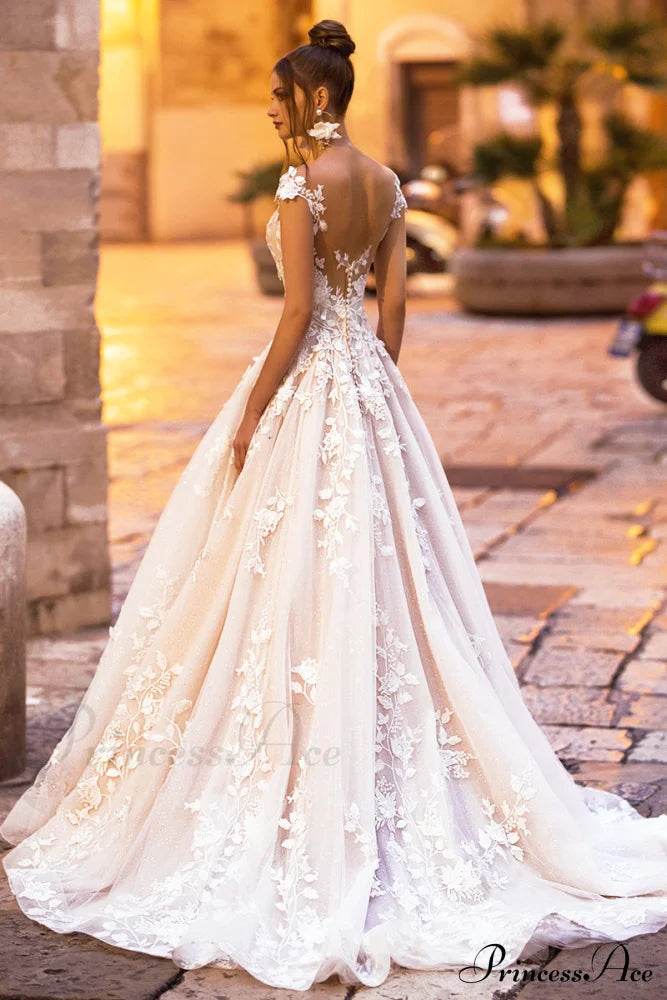 Cecilia Lace Graceful A-Line Wedding Dress - Fashionpara