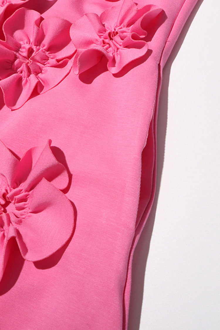 Celebrity Bow Tie Neck Rosette Sleeveless A Line Crepe Party Mini Dress - Fashionpara