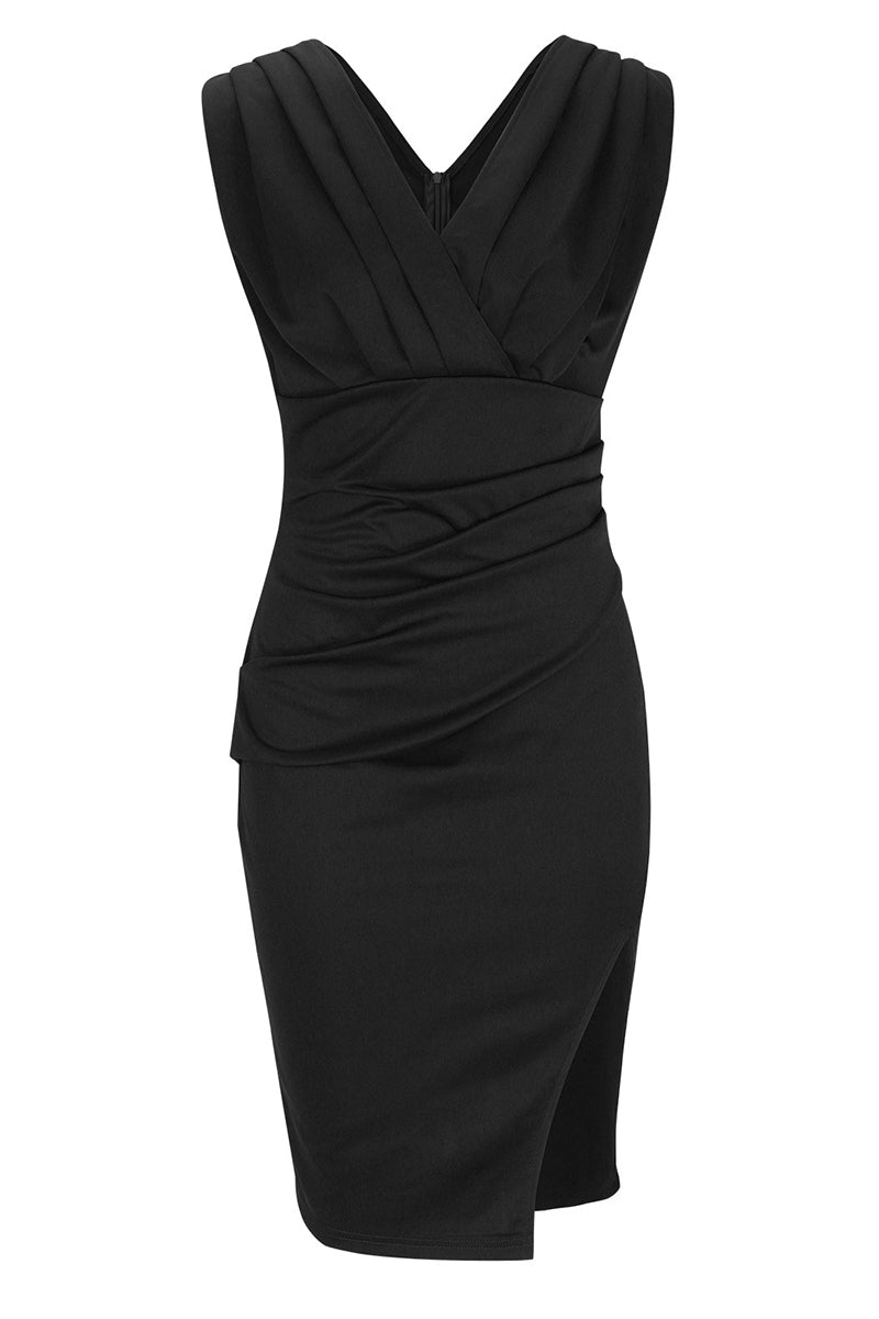Celebrities Elegant Solid Slit Fold V Neck Evening Dress Dresses(4 Colors) - View 5 | VelvetHem