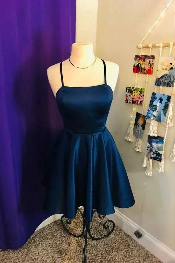 Solid Satin Short Homecoming Dress A-line Graduation Dress Y1865 by simplepromdress