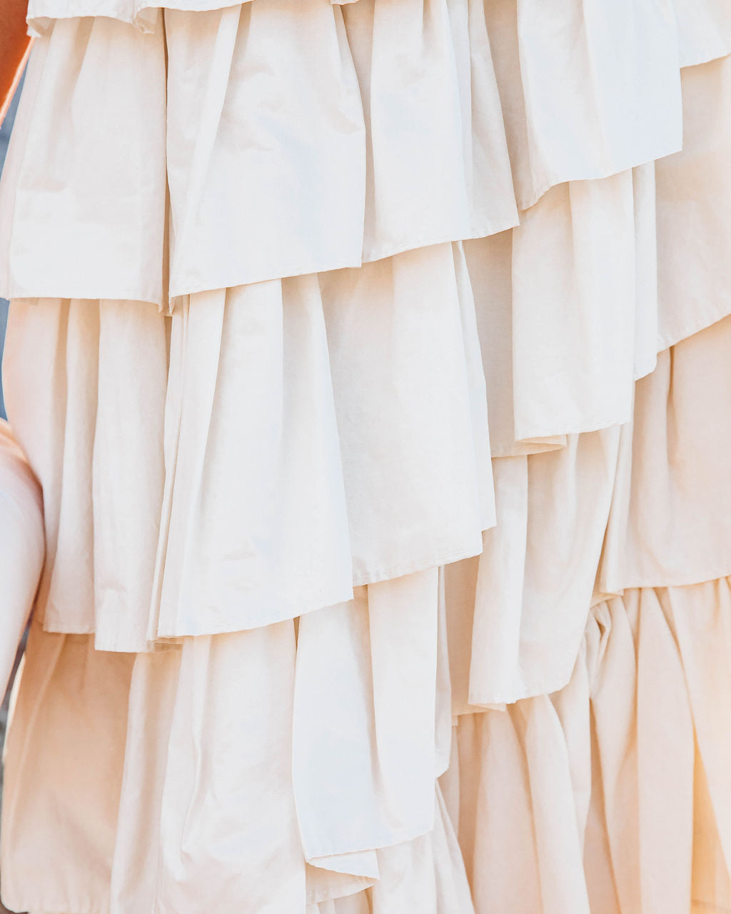Chanel Cotton Asymmetrical Ruffle Midi Dress Ecru