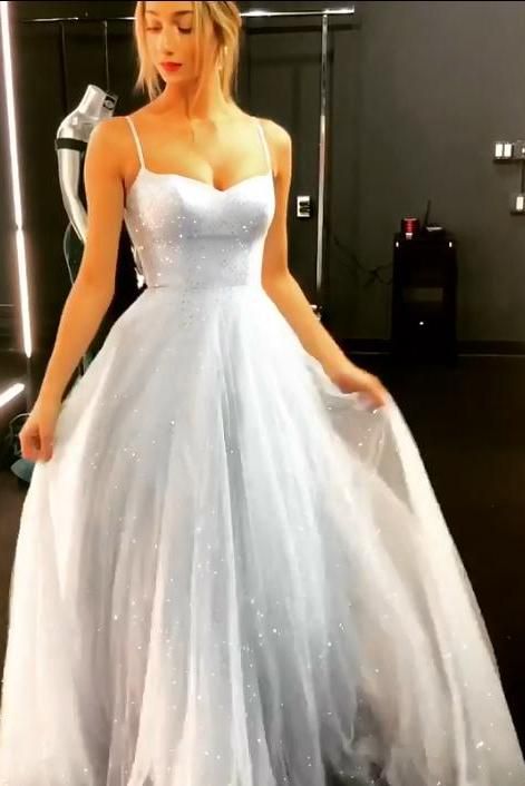 Charming Backless Dress Tulle Floor-Length Prom Dresses Long Evening Gowns