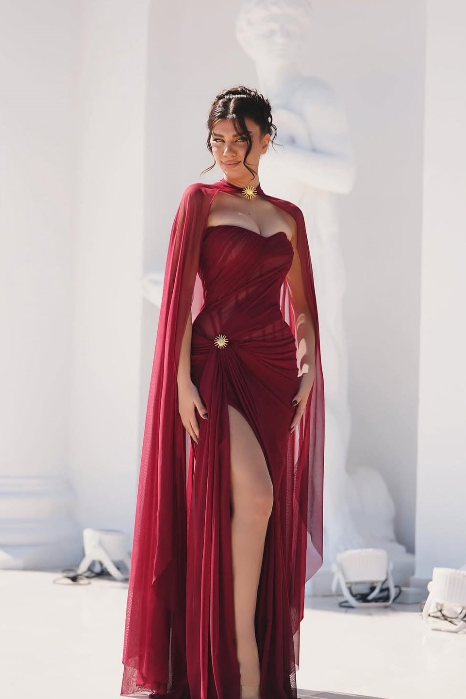 Charming Burgundy Sweetheart Sleeveless Chiffon Prom Dress Mermaid High Split