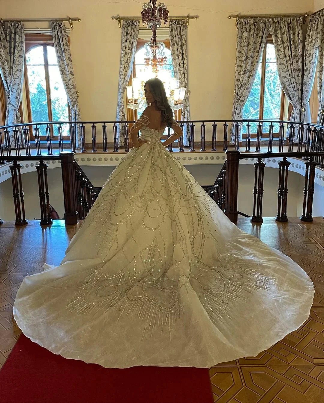 Charming Floor Length Sweetheart Long Sleeves A-Line Lace Wedding Dress (ZD16495)