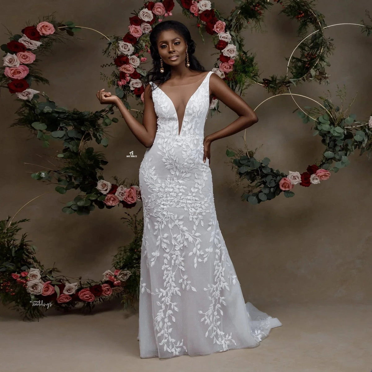 Charming Portrait Sleeveless Lace Mermaid Wedding Dress (ZD14914)