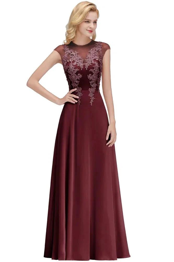Charming Sleeveless Beadings Aline Evening Maxi Dress Cap Sleeves Bridesmaid Dress by misshow.com