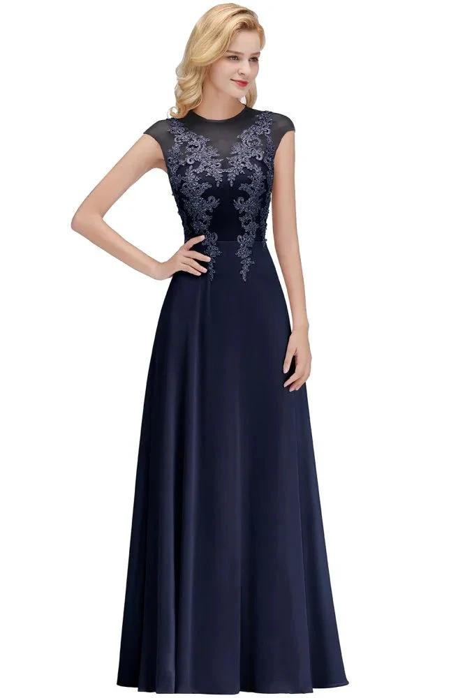 Charming Sleeveless Beadings Aline Evening Maxi Dress Cap Sleeves Bridesmaid Dress by misshow.com