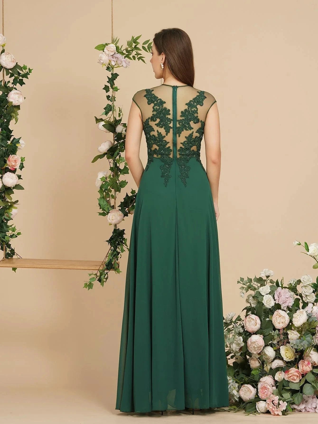 Charming Sleeveless Beadings Aline Evening Maxi Dress Cap Sleeves Bridesmaid Dress (ZD13030)