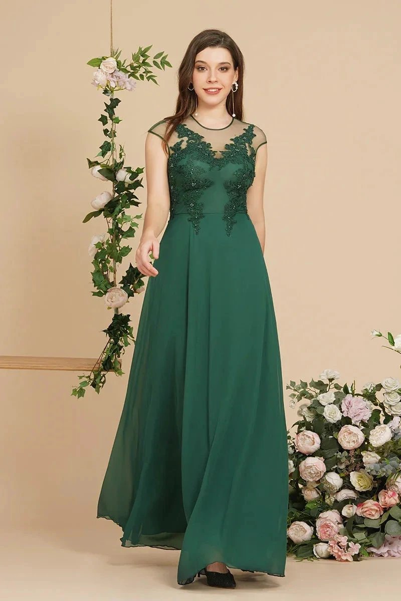Charming Sleeveless Beadings Aline Evening Maxi Dress Cap Sleeves Bridesmaid Dress (ZD13030)