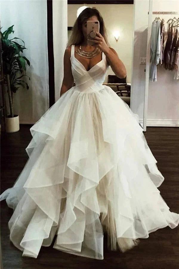 Chic Long Ball Gown Sweetheart Tulle Formal Wedding Dresses (ZD14471)